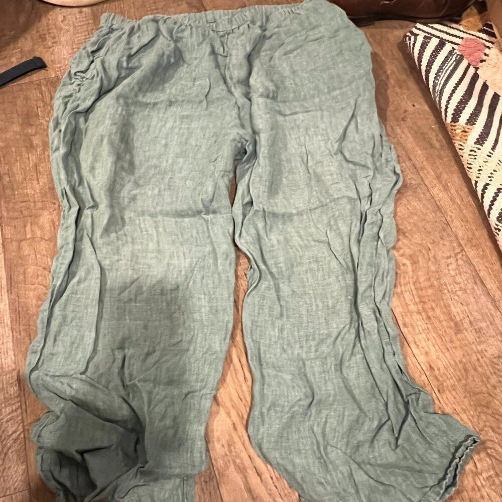 Flax large linen cropped pants